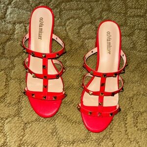 Red sandals, size 10.